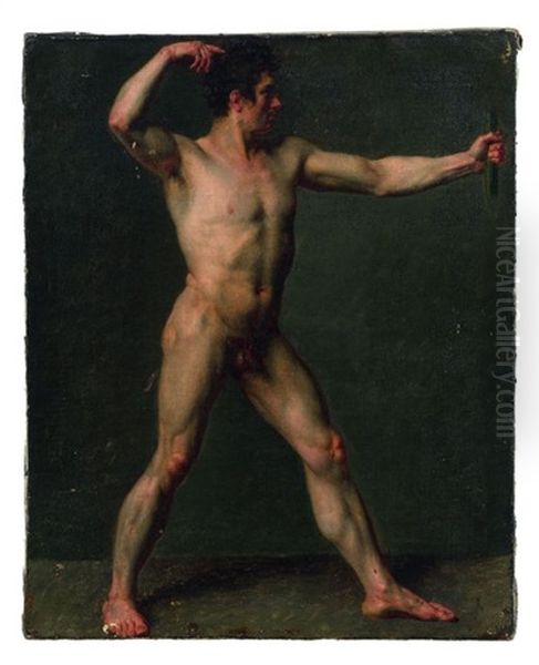 Academie D'homme En Pied, Dans La Position D'un Archer Bandant Son Arc Oil Painting by Francois Dubois