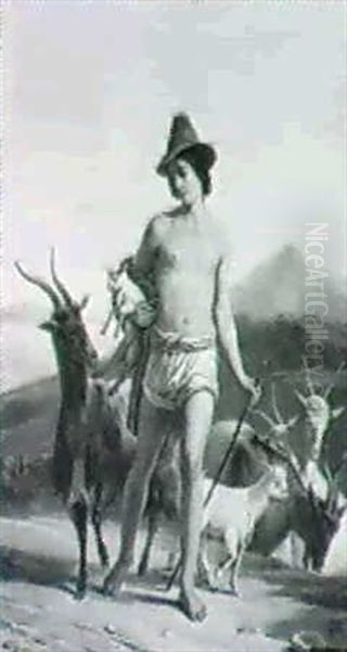 A Neapolitan Goatherd With A View Of Vesuvius In The        Background by Francois Dubois