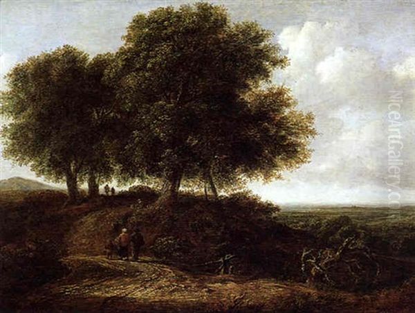 Reisende In Einer Weiten, Bewaldeten Landschaft Oil Painting by Guillam Dubois