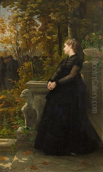 Femme Sur Sa Terrasse Oil Painting by Henri Pierre Hippolyte Dubois