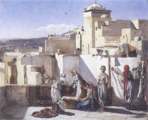 Sur Les Terrasses A Alger Oil Painting by Henri Pierre Hippolyte Dubois