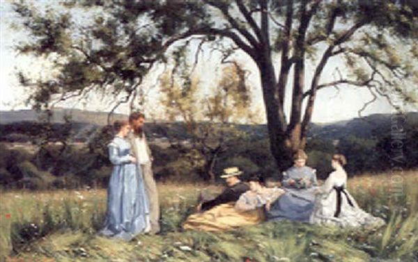 Dans La Prairie Oil Painting by Henri Pierre Hippolyte Dubois