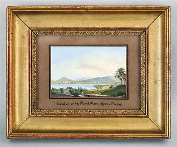 Geneve Et Le Mont-blanc Depuis Pregny Oil Painting by Jean Dubois