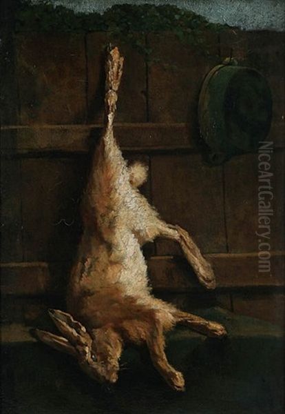 Still Life With Hare Oil Painting by Louis A. Dubois