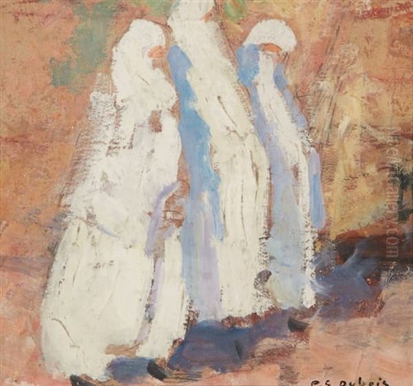 Trois Femmes En Blanc Three Women Dressed In White Oil Painting by Paul Emile Dubois