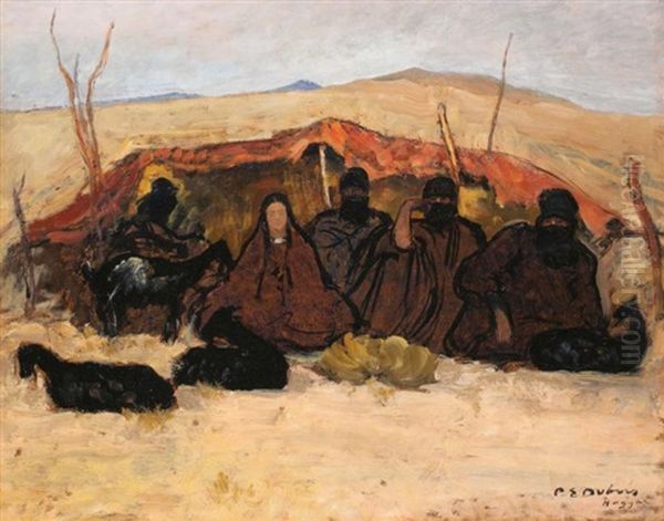 Campement Dans Le Hoggar Oil Painting by Paul Emile Dubois