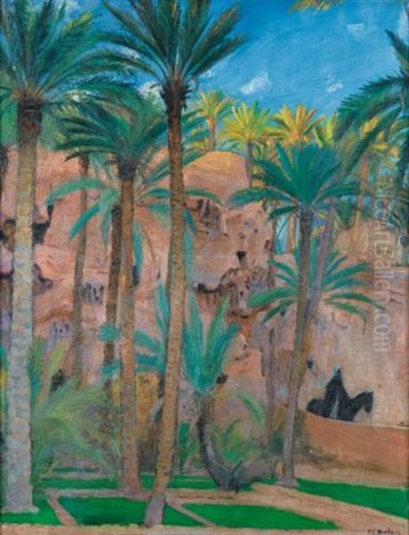 Palmeraie Dans Le Sud Algerien Oil Painting by Paul Emile Dubois