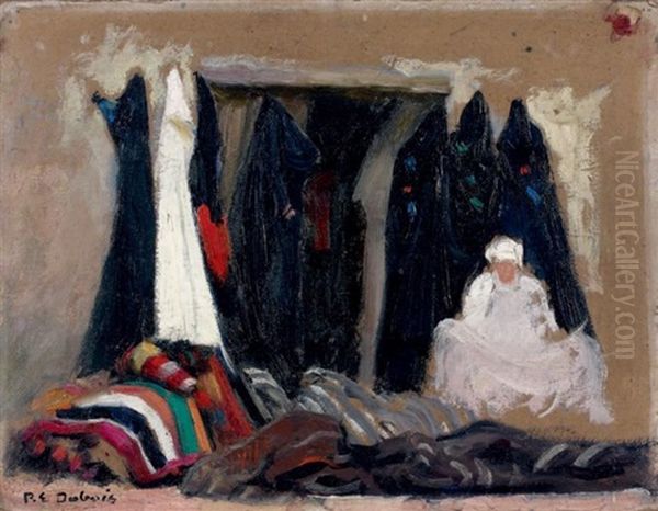 Marchand De Burnous A Marrakech Oil Painting by Paul Emile Dubois