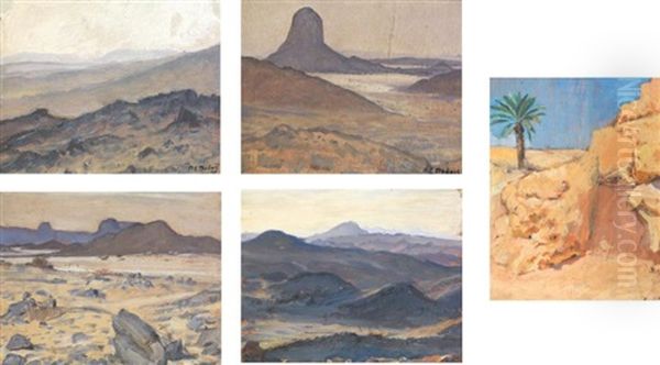 Paysages Du Hoggar (5 Works, Various Sizes) Oil Painting by Paul Emile Dubois