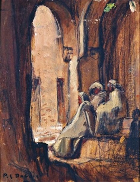 Repos Sous Les Arcades Oil Painting by Paul Emile Dubois