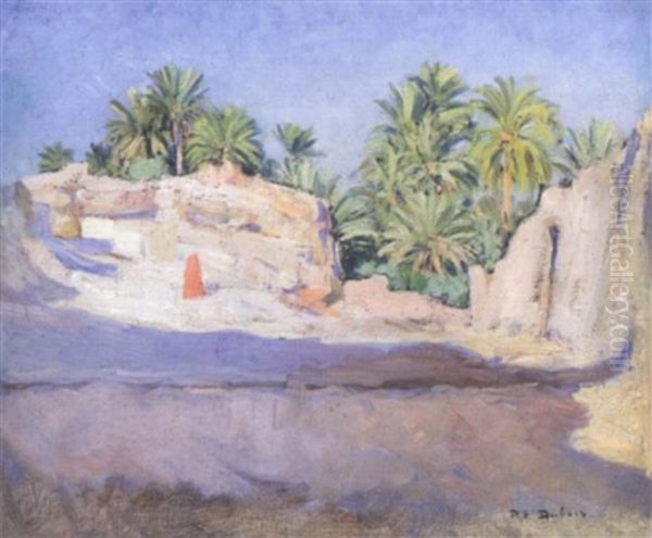 Dans L'oasis A Bou-saada Oil Painting by Paul Emile Dubois