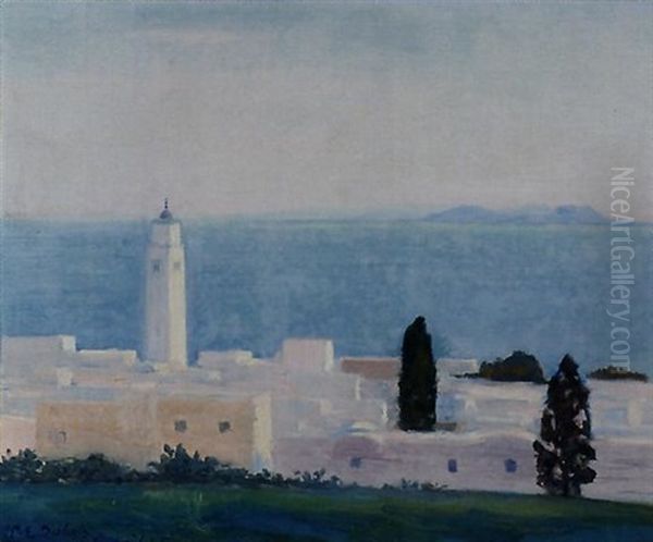 Le Gofe De Carthage - Sidi Bou Said Oil Painting by Paul Emile Dubois