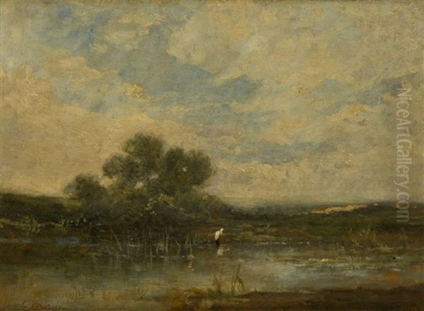 Herons En Bord D'etang Oil Painting by Louis Dubois