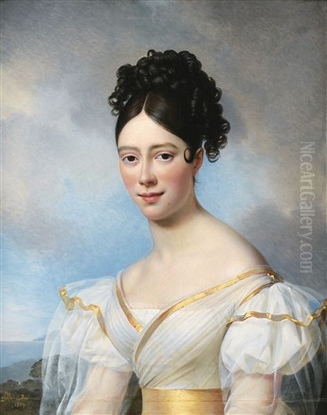 Presumed Portrait Of Maria Malibran Oil Painting by Alexandre Jean Dubois-Drahonet