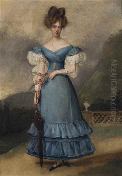 Portrait De Marie-caroline De Bourbon-sicile (1798-1870), Duchesse De Berry Oil Painting by Alexandre Jean Dubois-Drahonet