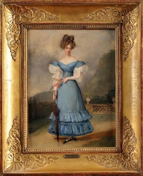 Portrait De Marie Caroline De Bourbon Sicile, Duchesse De Berry Oil Painting by Alexandre Jean Dubois-Drahonet