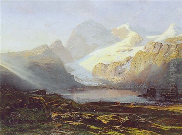 Lac De Montagne Oil Painting by Charles Jacques DuBois-Melly