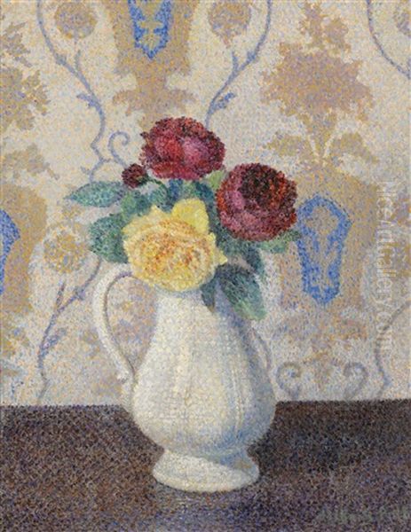 Bouquet De Fleurs Dans Un Vase Oil Painting by Albert Dubois-Pillet