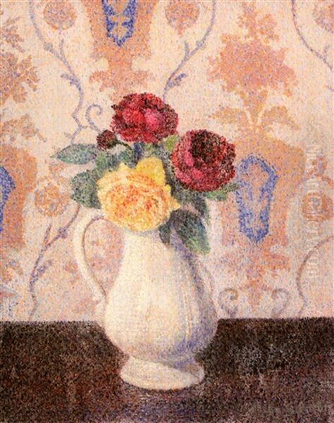 Fleurs, Trois Roses Oil Painting by Albert Dubois-Pillet