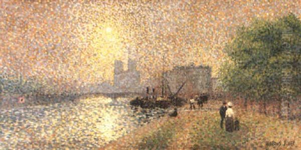 Les Quais De La Seine Oil Painting by Albert Dubois-Pillet