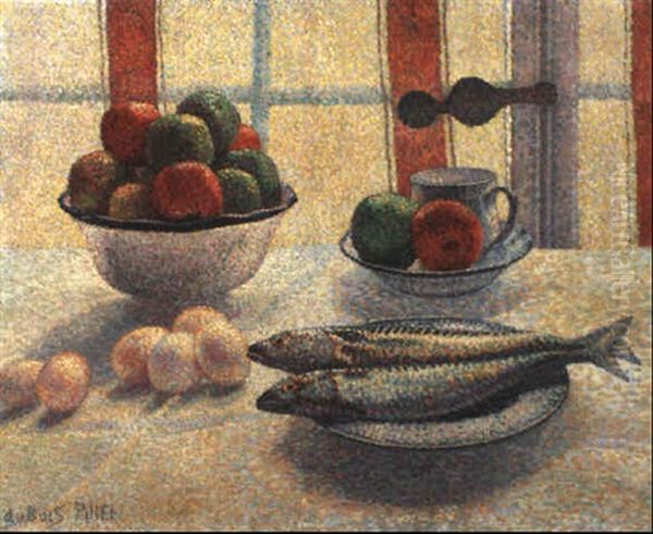 Nature Morte Aux Fruits Et Poissons Oil Painting by Albert Dubois-Pillet