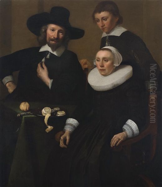 Familienportrait Mit Stilleben Oil Painting by Pieter Dubordieu