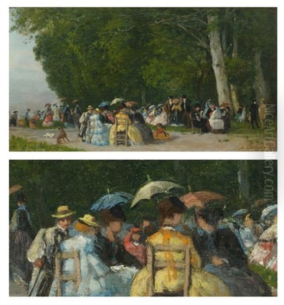 Les Elegantes Vers Trouville Oil Painting by Alexandre Dubourg