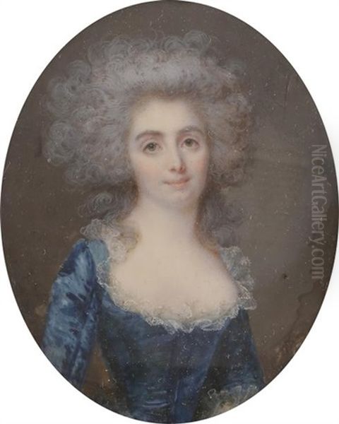 Jeune Femme A La Coiffure Bouffante Oil Painting by Augustin Dubourg