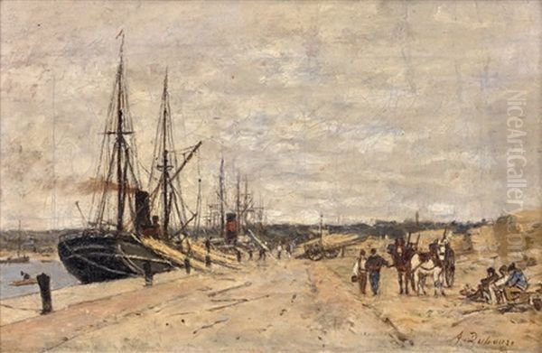 Voiles Et Vapeur A Quai Oil Painting by Louis Alexandre Dubourg