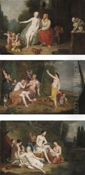 Vertumnus And Pomona (set Of 3) Oil Painting by Louis Fabritius Dubourg