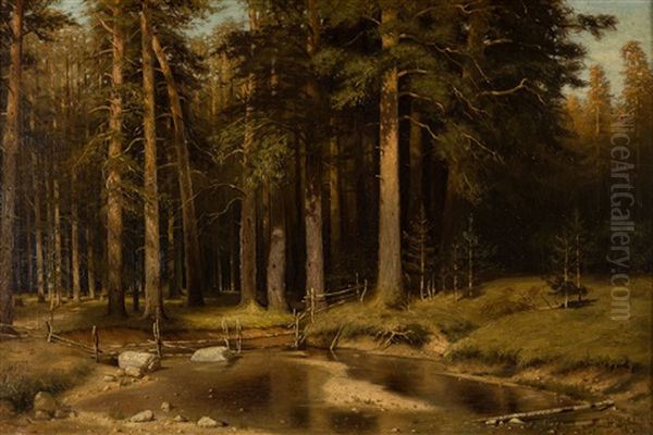 Ship Grove [a Copy Of I. Shishkin Painting] Oil Painting by Nikolai Nikanorovich Dubovskoy