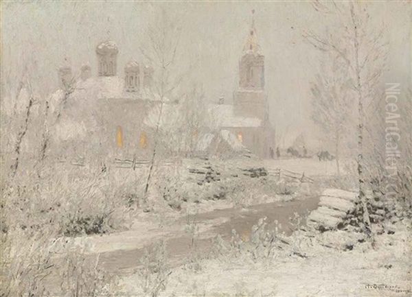 Winter Evening Oil Painting by Nikolai Nikanorovich Dubovskoy