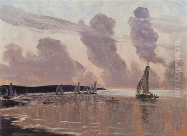 Marine Au Crepuscule Oil Painting by Nikolai Nikanorovich Dubovskoy