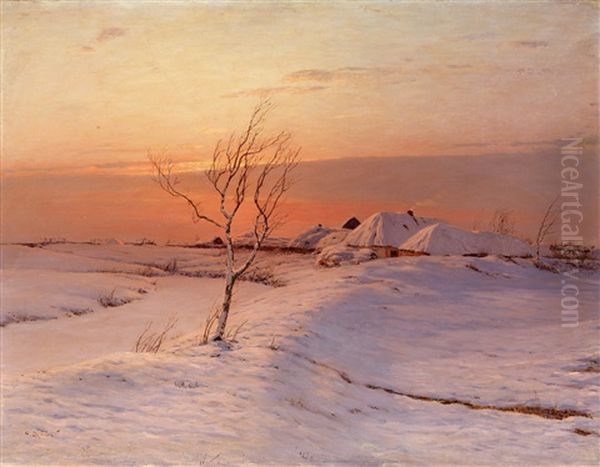 A Winter's Evening Oil Painting by Nikolai Nikanorovich Dubovskoy