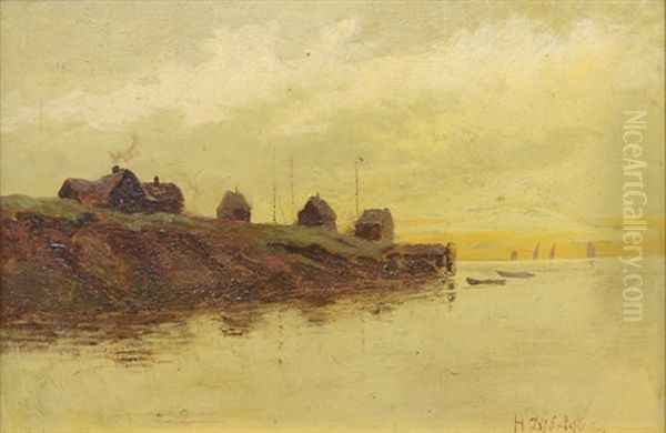 Fishing Village Oil Painting by Nikolai Nikanorovich Dubovskoy