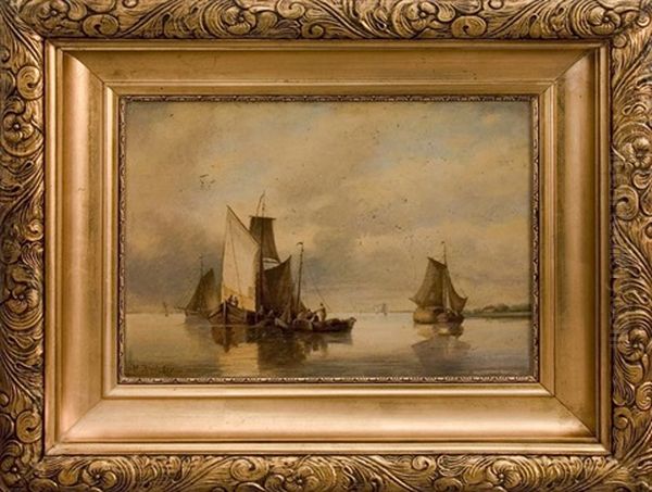 Seascape With Sailboats Oil Painting by Nikolai Nikanorovich Dubovskoy