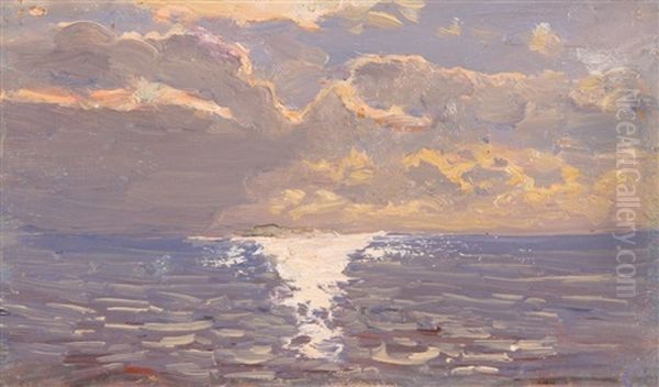 Sea At Sunset Oil Painting by Nikolai Nikanorovich Dubovskoy