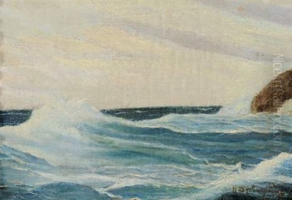 Vagues Sur Les Rochers Oil Painting by Nikolai Nikanorovich Dubovskoy