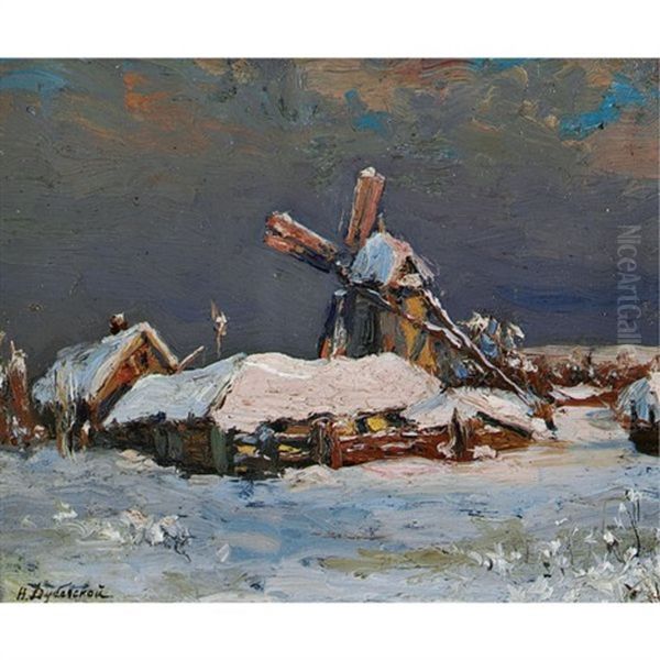 Winter Landscape Oil Painting by Nikolai Nikanorovich Dubovskoy