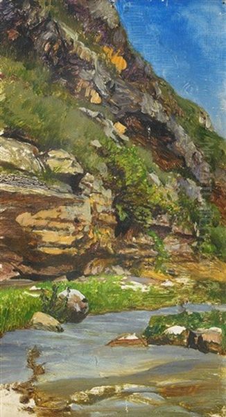 Study Of A Mountainside Oil Painting by Nikolai Nikanorovich Dubovskoy