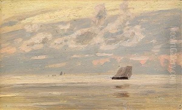 Sailing Boat At Dusk Oil Painting by Nikolai Nikanorovich Dubovskoy