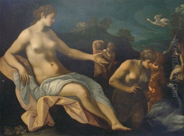 Leda Et Ses Nymphes Oil Painting by Toussaint Dubreuil