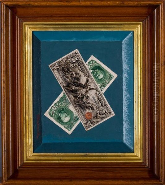 Five-dollar Bills Oil Painting by Victor Dubreuil