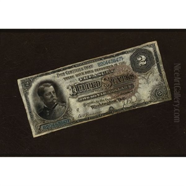 Two Dollar Bill Oil Painting by Victor Dubreuil