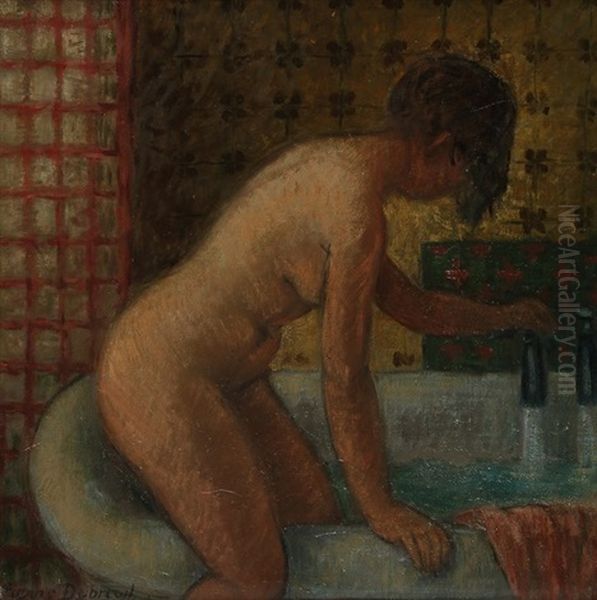 Dans La Salle De Bain Oil Painting by Pierre Dubreuil