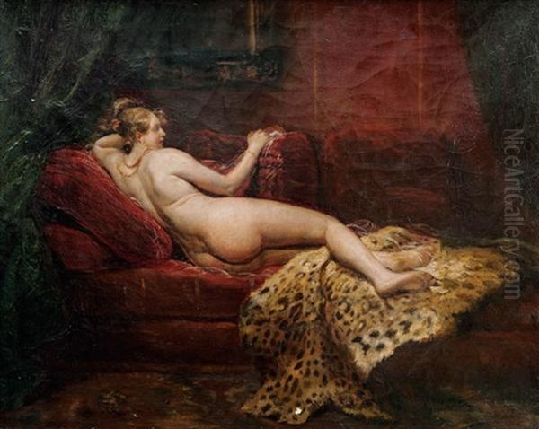 Jeune Femme Nue Sur Un Sofa Oil Painting by Claude Marie Dubufe