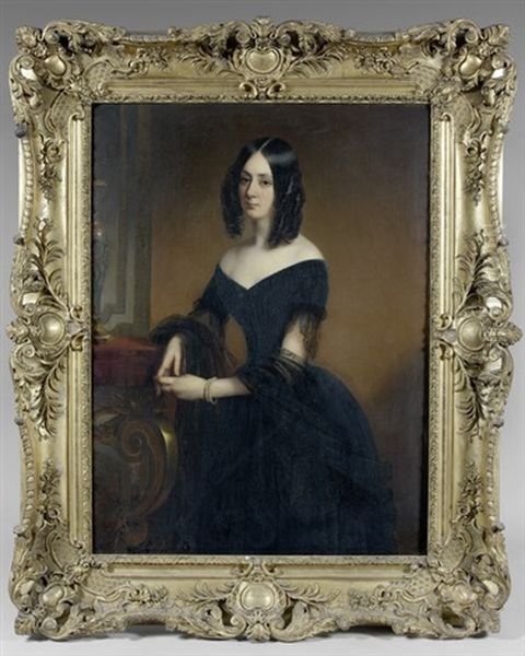 Portrait De La Comtesse De Croix, Nee Amelie De Tournon-simiane Oil Painting by Claude Marie Dubufe