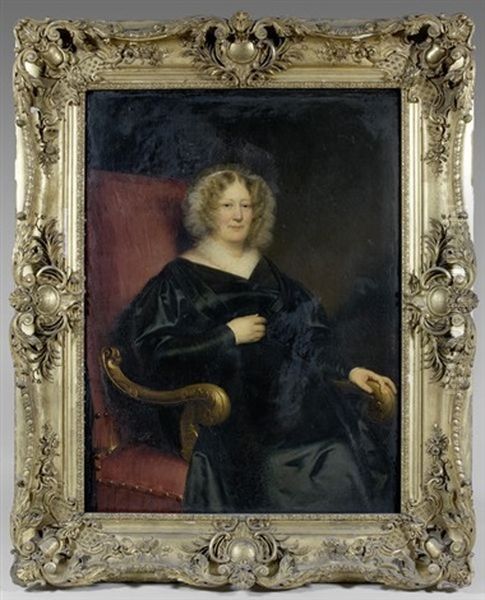 Portrait De La Marquise Douairiere De Croix, Nee Eugenie De Vasse, Epouse De Charles-lidwine, Marquis De Croix Oil Painting by Claude Marie Dubufe