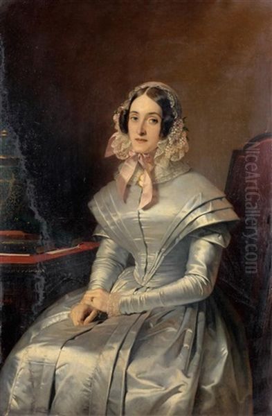 Portrait De Madame T. Oil Painting by Claude Marie Dubufe