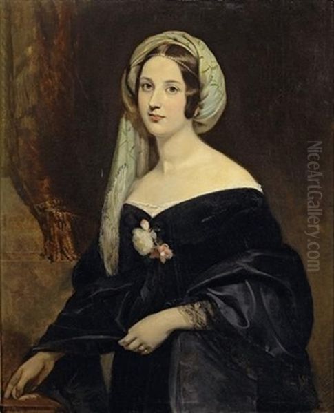 Portrait D'eleanora-mary Jenkinson, Seconde Duchesse De Montebello Oil Painting by Claude Marie Dubufe